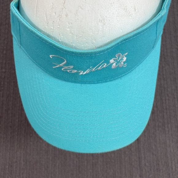 Florida Visor Womens Adjustable Blue White Hibiscus Flower Strapback Shade Shack - Picture 4 of 13
